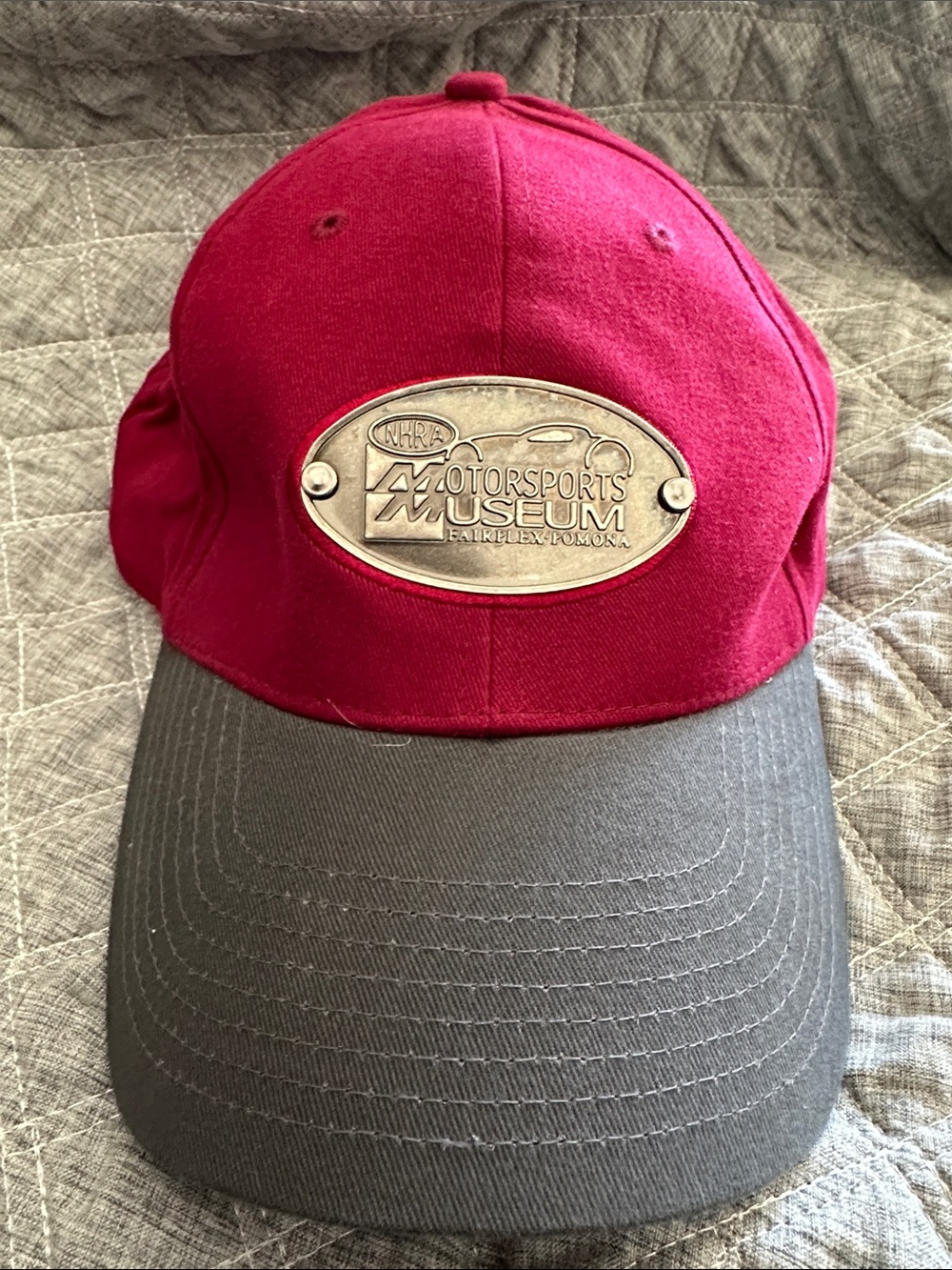 Head Red and Gray Motorsports Museum Cap with Metal Emblem